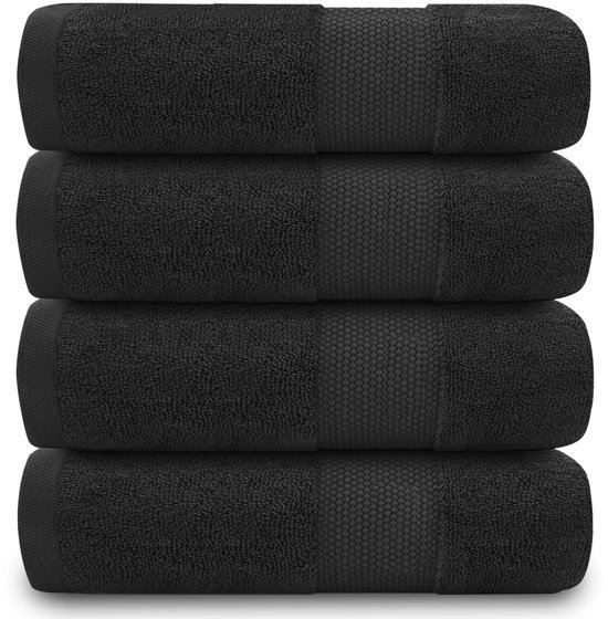 Unyqoos® Luxe zwarte handdoekenset van Egyptisch katoen voor badkamer en sportschool