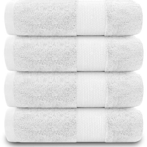 Unyqoos® Luxe set van vier zachte badhanddoeken van Egyptisch katoen in wit