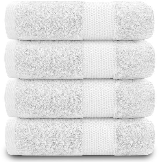 Unyqoos® Luxe set van vier zachte badhanddoeken van Egyptisch katoen in wit