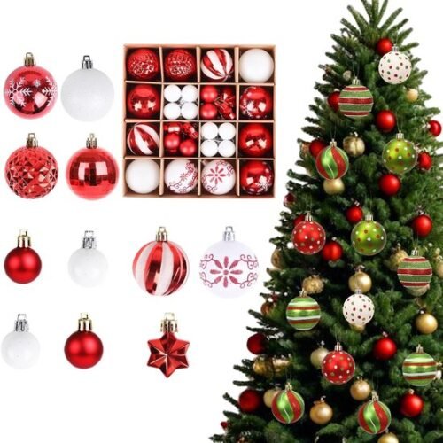 550x560-33.jpg Unyqoos® Set van 44 Rood-Witte Kerstballen voor Betoverende Boomdecoratie