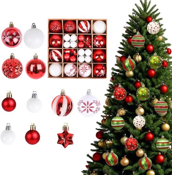 550x560-33.jpg Unyqoos® Set van 44 Rood-Witte Kerstballen voor Betoverende Boomdecoratie