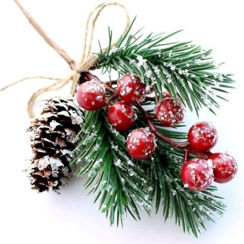 Unyqoos® Set van 10 kunstmatige rode bessen takken voor kerstdecoratie en DIY-projecten