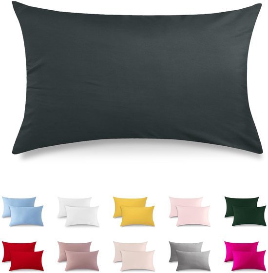 550x560-49.jpg Unyqoos® Set van 2 antracietgrijze katoenen kussenslopen met ritssluiting en hypoallergene eigenschappen