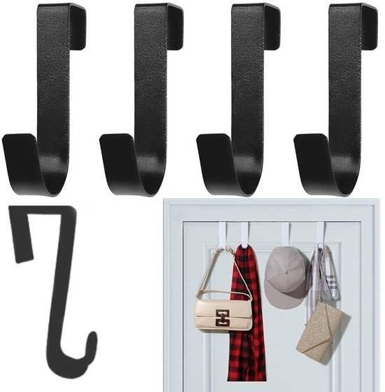Unyqoos® Set van 5 zwarte deurhaken voor veelzijdig gebruik in huis en badkamer