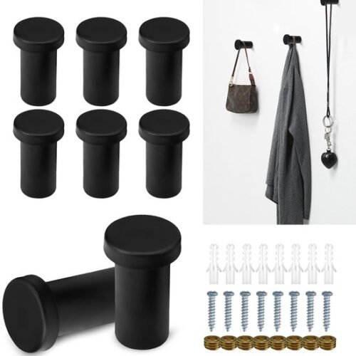 550x560-59.jpg Unyqoos® Set van 8 zwarte roestvrijstalen wandhaken voor badkamer en garderobe
