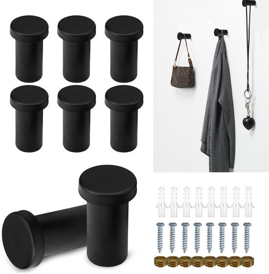 550x560-59.jpg Unyqoos® Set van 8 zwarte roestvrijstalen wandhaken voor badkamer en garderobe