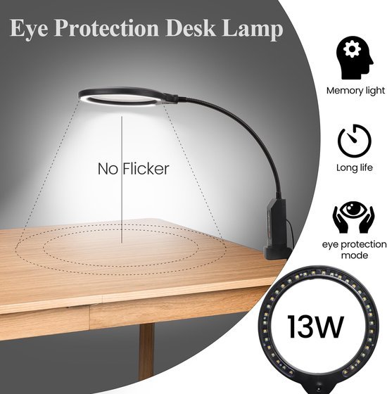 Unyqoos® Verlichte loeplamp met 5 verlichtingsmodi voor nauwkeurig handwerk en lezen