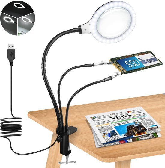 550x561-13.jpg Unyqoos® Verlichte loeplamp met verstelbare armen en dimbare LED-verlichting voor precisiewerk