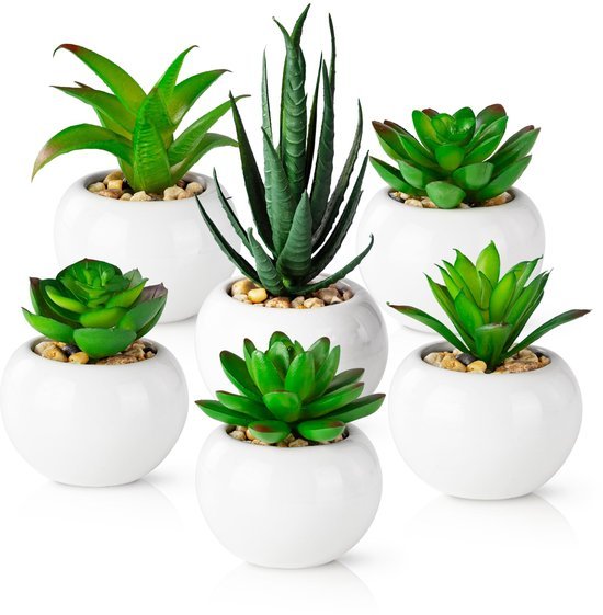 550x561-31.jpg Unyqoos® Set van 6 decoratieve kunstplanten in witte keramische potten voor elk interieur