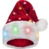 Unyqoos® Rode pluchen kerstmuts met LED-verlichting voor feestelijke gelegenheden