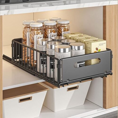 Unyqoos ® Uittrekbare Telescopische Lade Organizer voor Keukenkasten en Meer, Zonder Boren of Spijkeren Nodig