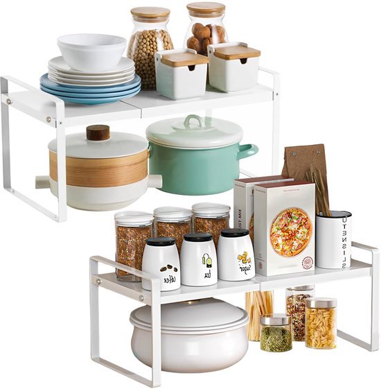 550x561-54.jpg Unyqoos® Uitbreidbare Keuken- en Badkamer Organizer Rekken Set voor Efficiënte Opslag