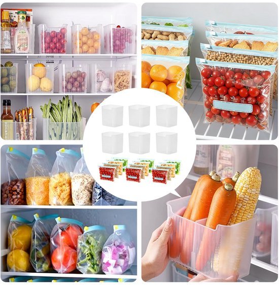 550x561-57.jpg Unyqoos® Set van 6 Koelkast Organizers met 12 Herbruikbare Vershoudzakken voor Keukenopslag