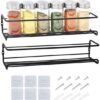 Unyqoos® Kruidenrek Set van 2 voor Muurmontage met Zelfklevende Haken en Schroeven, Zwart Metaal