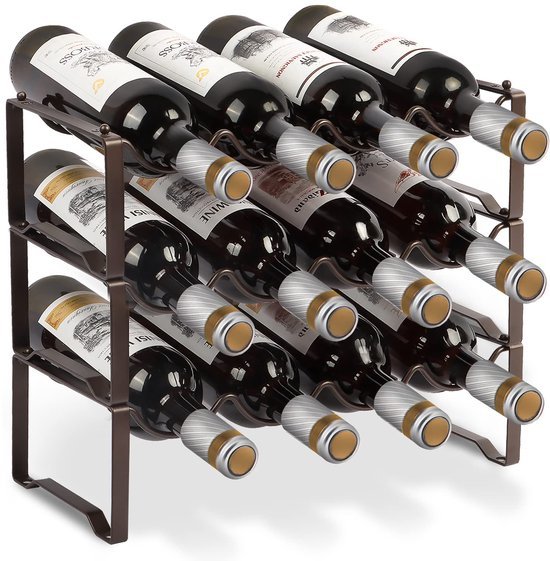 550x561-61.jpg Unyqoos® Stapelbaar metalen wijnrek voor 12 flessen ideaal voor kelder en bar