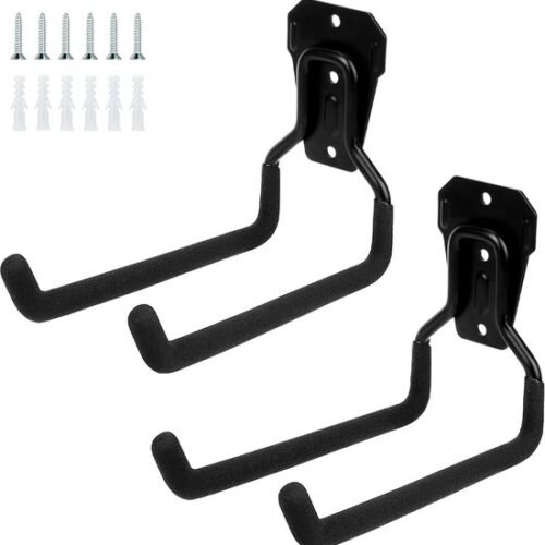 Unyqoos® Zwarte Dubbele Wandhaken voor Zware Belasting - Ideaal voor Garage en Tuinopslag