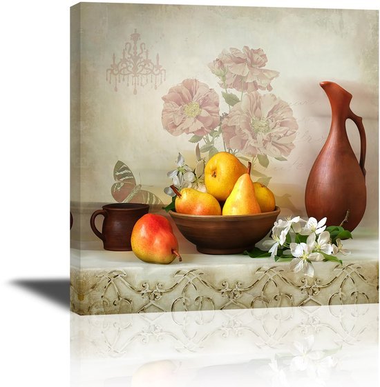 Unyqoos® Canvas Kunstdruk Peer Motief voor Stijlvolle Wanddecoratie in Huis en Kantoor