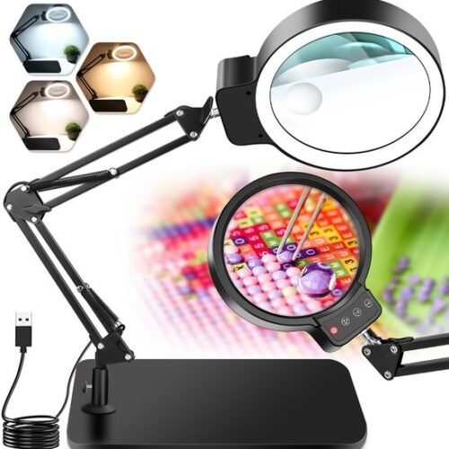 Unyqoos® LED Vergrootglaslamp met Dimfunctie en Standaard voor Hobby en Werk