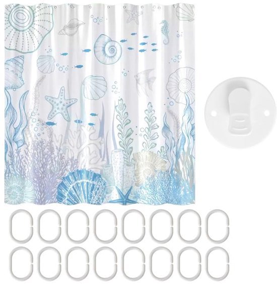 Unyqoos® Decoratief douchegordijn met onderwatermotief en schimmelwerende eigenschappen