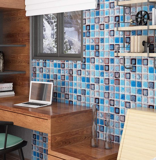 Unyqoos® Waterdichte zelfklevende mozaïektegelstickers voor badkamer en keuken 40 cm x 2 m