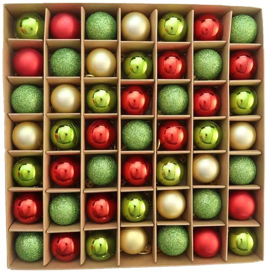 Unyqoos® Set van 49 glanzende kerstballen voor veelzijdige feestdecoratie