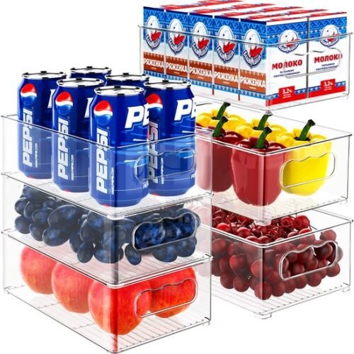Unyqoos® Koelkast Organisatie Set van 6 Stuks voor Keuken, Vriezer en Meer - BPA-vrij