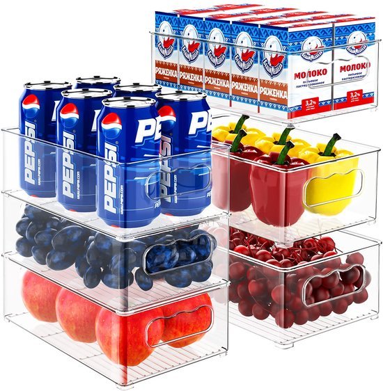 Unyqoos® Koelkast Organisatie Set van 6 Stuks voor Keuken, Vriezer en Meer - BPA-vrij