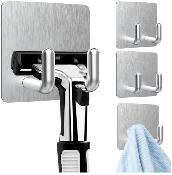 550x562-75.jpg Unyqoos® Zelfklevende roestvrijstalen haken voor badkamer, keuken en kantoor, set van 4