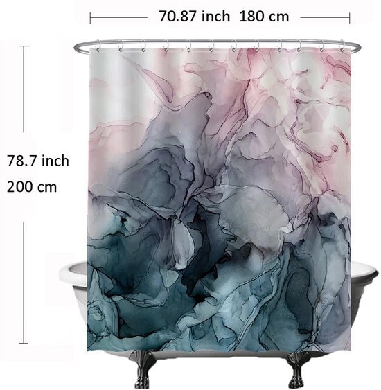 Unyqoos® Stijlvol Douchegordijn Met Pastelkleurige Aquarelprint, Anti-Schimmel, Waterafstotend, Inclusief Ringen, 180 x 200 cm