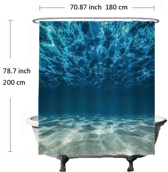 Unyqoos® Verfrissend Blauw Douchegordijn met Oceaan- en Strandthema voor Zomerse Sferen