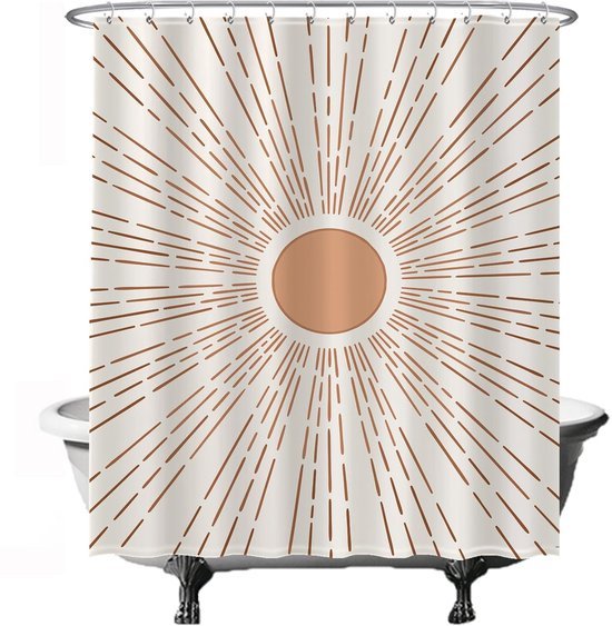 Unyqoos® Stijlvol Boheems Douchegordijn met Zonmotief - 180 x 200 cm - Waterafstotend en Wasbaar