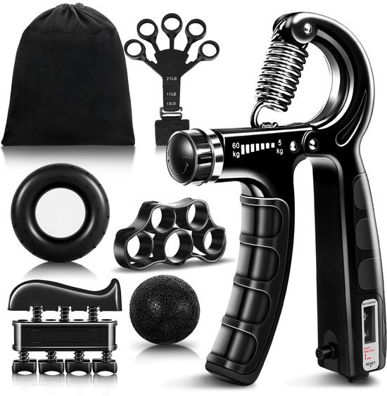 Unyqoos® Complete handtrainingsset met instelbare weerstand en telfunctie voor veelzijdige griptraining