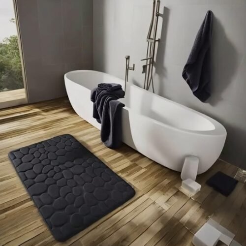 Unyqoos® Luxe badkamer mat met 3D steenpatroon voor een stijlvol interieur