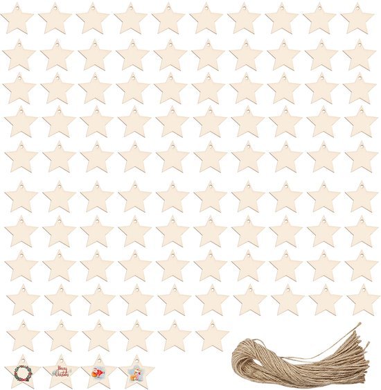 Unyqoos ® Decoratieve Houten Sterren Set voor Creatieve Projecten en Feestelijke Versieringen