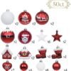 550x563-52.jpg Unyqoos® Set van 50 onbreekbare kerstballen in rood en wit voor traditionele kerstdecoratie