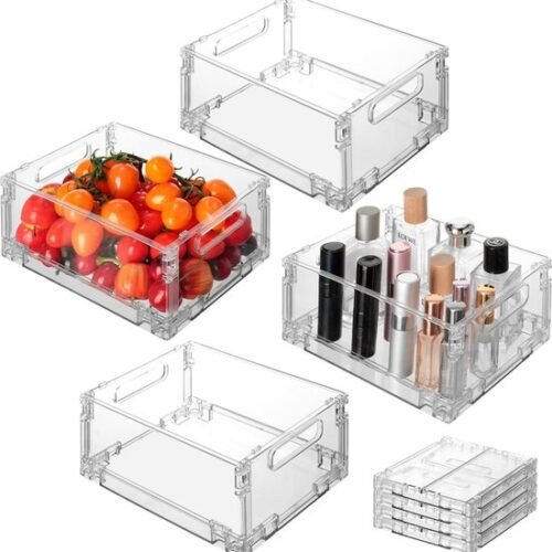 550x563-53.jpg Unyqoos® Transparante Organizerset van 4 Stuks voor Keuken en Kantooropslag