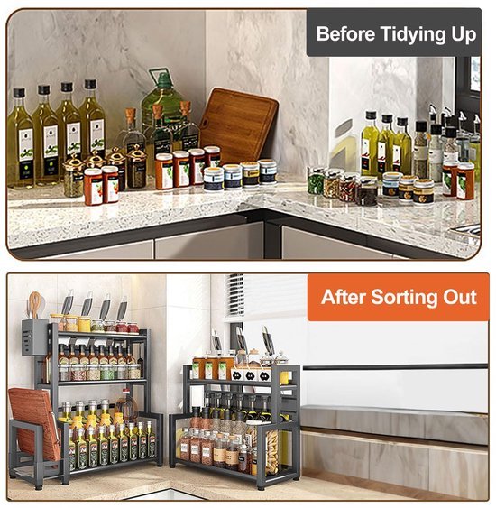 Unyqoos® Ruim en Praktisch Keukenrek met Snijplankhouder en Haken voor Kookgemak