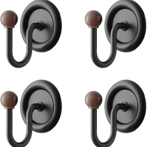 550x563-59.jpg Unyqoos® Set van 4 zelfklevende ronde wandhaken met houtnerf voor diverse ruimtes