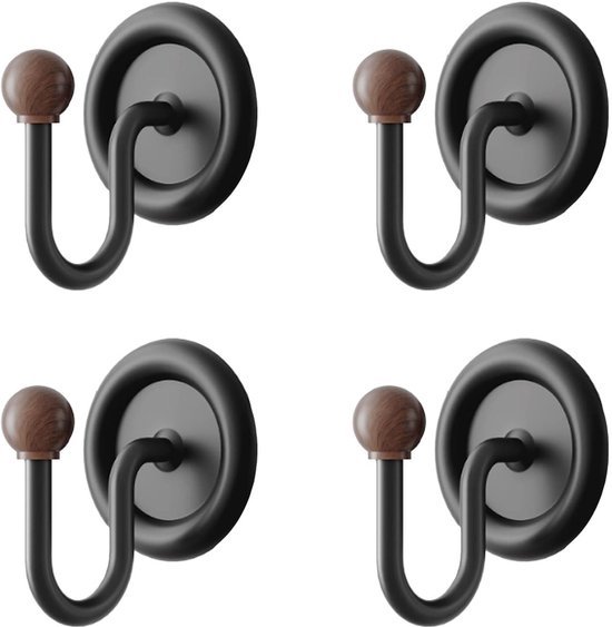 550x563-59.jpg Unyqoos® Set van 4 zelfklevende ronde wandhaken met houtnerf voor diverse ruimtes