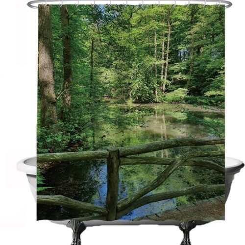 550x564-18.jpg Unyqoos® Fris Douchegordijn met Rustgevend Natuurontwerp - Waterafstotend en Schimmelbestendig - 180 x 200 cm