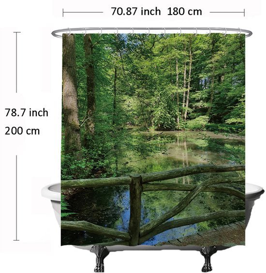 Unyqoos® Fris Douchegordijn met Rustgevend Natuurontwerp - Waterafstotend en Schimmelbestendig - 180 x 200 cm