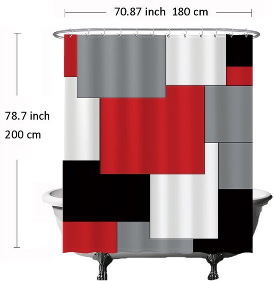 Unyqoos® Stijlvolle en Wasbare Douchegordijnset met Anti-Schimmel Bescherming en 12 Ringen, 180x200 cm