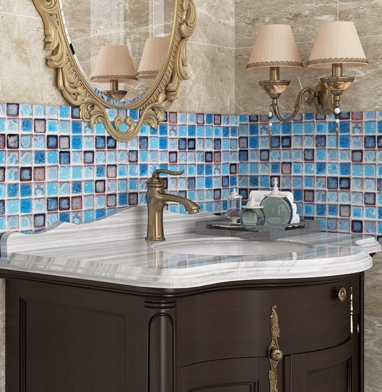 Unyqoos® Waterdichte zelfklevende mozaïektegelstickers voor badkamer en keuken 40 cm x 2 m