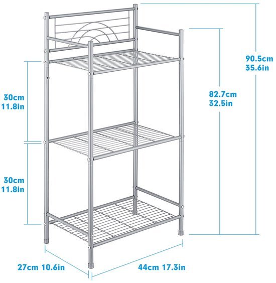 550x564-42.jpg Unyqoos® Vrijstaand metalen opbergrek met vier niveaus voor badkamer en keuken