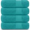 Unyqoos® Luxe badkamerset met absorberende handdoeken in blauwgroene tinten