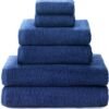 Unyqoos® Complete set zachte katoenen badhanddoeken in marineblauw voor dagelijks gebruik
