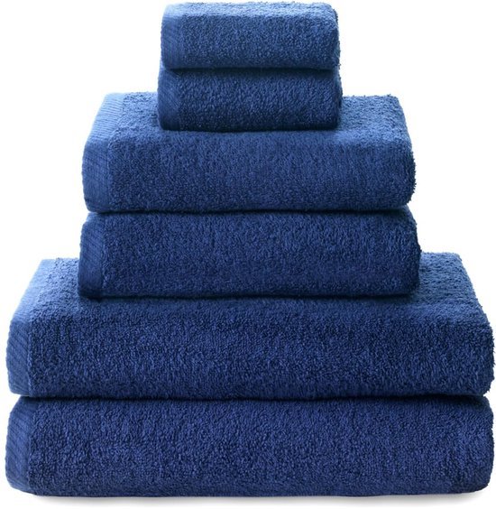 Unyqoos® Complete set zachte katoenen badhanddoeken in marineblauw voor dagelijks gebruik