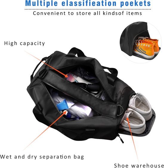 Unyqoos® Multifunctionele Sport- en Reistas met Schoenenvak en Waterdichte Compartimenten voor Sport en Reizen