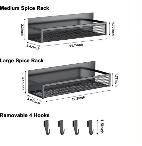 Unyqoos® Magnetische Keukenorganisatie Rekken Set voor Koelkast met Beweegbare Haken - Handige Opslagoplossing