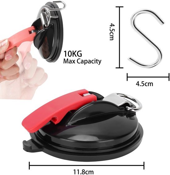 Unyqoos® Set van vier multifunctionele zuignappen met acht S-haken voor diverse toepassingen